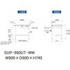 SUP-960UT-WW 軽量作業台/耐荷重150kg_引き出し付き固定式_半面棚付_ワークテーブル150シリーズ_低圧メラミン天板 山金工業 35723624