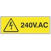 RS Pro 危険警告ラベル 240V AC 英語 粘着シール ビニール 黒/黄 60 x 20mm RS PRO