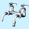 屋外ホース接続ノズル付二口水栓 KVK
