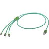 発光タイプ3in1スマートフォン用USBケーブル Type-A(2.0) MicroUSB Type-B+Type-C+Lightning(1.2メートル)緑 bitstrong