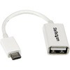 12cm Micro USB OTG変換アダプタ ホワイト マイクロUSBホストケーブル USB A メス - USB Micro-B オス StarTech.com