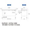 SUPHC-1875U-WW 軽量作業台/耐荷重128kg_移動式_引き出し付_ワークテーブル150シリーズ_低圧メラミン天板 山金工業 49223835