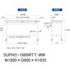 SUPHC-1860WTT-WW 軽量作業台/耐荷重128kg_移動式_ワイド引き出し付_全面棚付_ワークテーブル150シリーズ_低圧メラミン天板 山金工業 49224063