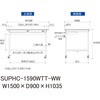 SUPHC-1590WTT-WW 軽量作業台/耐荷重128kg_移動式_ワイド引き出し付_全面棚付_ワークテーブル150シリーズ_低圧メラミン天板 山金工業 49224079