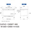 SUPHC-1590WT-WW 軽量作業台/耐荷重128kg_移動式_ワイド引き出し付_半面棚付_ワークテーブル150シリーズ_低圧メラミン天板 山金工業 49224289