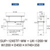 SUP-1245TF-WW+UK-1200-W 軽量作業台/耐荷重150kg_中間棚付固定式_架台付_半面棚付_ワークテーブル150シリーズ_低圧メラミン天板 山金工業 49225707