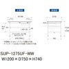 SUP-1275UF-WW 軽量作業台/耐荷重150kg_中間棚付固定式_引き出し付_ワークテーブル150シリーズ_低圧メラミン天板 山金工業 49225804