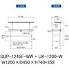 SUP-1245F-WW+UK-1200-W 軽量作業台/耐荷重150kg_中間棚付固定式_架台付_ワークテーブル150シリーズ_低圧メラミン天板 山金工業 49226057