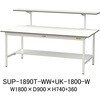 軽量作業台/耐荷重150kg_架台付_固定式H740_半面棚板付_ワークテーブル150シリーズ 山金工業