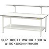 軽量作業台/耐荷重150kg_架台付_固定式H740_全面棚板付_ワークテーブル150シリーズ 山金工業