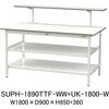 軽量作業台/耐荷重150kg_架台付_中間棚付固定式H950_全面棚板付_ワークテーブル150シリーズ 山金工業