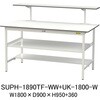 軽量作業台/耐荷重150kg_架台付_中間棚付固定式H950_半面棚板付_ワークテーブル150シリーズ 山金工業