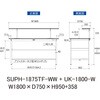 SUPH-1875TF-WW+UK-1800-W 軽量作業台/耐荷重150kg_中間棚付固定式_架台付_半面棚付_ワークテーブル150シリーズ_低圧メラミン天板 山金工業 49227003