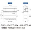 SUPH-1545TF-WW+UK-1500-W 軽量作業台/耐荷重150kg_中間棚付固定式_架台付_半面棚付_ワークテーブル150シリーズ_低圧メラミン天板 山金工業 49227064