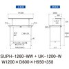 SUPH-1260-WW+UK-1200-W 軽量作業台/耐荷重150kg_固定式_架台付_ワークテーブル150シリーズ_低圧メラミン天板 山金工業 49227579