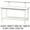 軽量作業台/耐荷重150kg_架台付_固定式H950_全面棚板付_ワークテーブル150シリーズ 山金工業