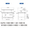 SUPA-1590-WW+UK-1500-W 軽量作業台/耐荷重150kg_高さ調整式_架台付_ワークテーブル150シリーズ_低圧メラミン天板 山金工業 49228333