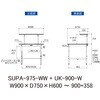 SUPA-975-WW+UK-900-W 軽量作業台/耐荷重150kg_高さ調整式_架台付_ワークテーブル150シリーズ_低圧メラミン天板 山金工業 49228403