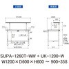 SUPA-1260T-WW+UK-1200-W 軽量作業台/耐荷重150kg_高さ調整式_架台付_半面棚付_ワークテーブル150シリーズ_低圧メラミン天板 山金工業 49228823