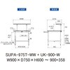 SUPA-975T-WW+UK-900-W 軽量作業台/耐荷重150kg_高さ調整式_架台付_半面棚付_ワークテーブル150シリーズ_低圧メラミン天板 山金工業 49228848