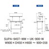 SUPA-945T-WW+UK-900-W 軽量作業台/耐荷重150kg_高さ調整式_架台付_半面棚付_ワークテーブル150シリーズ_低圧メラミン天板 山金工業 49228866