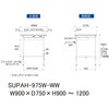 SUPAH-975W-WW 軽量作業台/耐荷重150kg_高さ調整式_ワイド引き出し付_ワークテーブル150シリーズ_低圧メラミン天板 山金工業 49229067