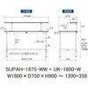 SUPAH-1875-WW+UK-1800-W 軽量作業台/耐荷重150kg_高さ調整式_架台付_ワークテーブル150シリーズ_低圧メラミン天板 山金工業 49229094