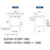 SUPAH-975WT-WW 軽量作業台/耐荷重150kg_高さ調整式_ワイド引き出し付_半面棚付_ワークテーブル150シリーズ_低圧メラミン天板 山金工業 49229724