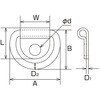 EA638BK-23 18x15mm グランドフック(ステンレス製) エスコ 50124217