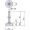 EA949H-41 M8x1.25/40mm/600kg アジャストベース(スチール製) エスコ 50694394