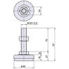 EA949H-44 M16x2.0 /60mm/800kg アジャストベース(スチール製) エスコ 50694464