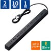 ECT-0101BK 電源タップ 延長コード 10個口 2P 雷ガード ほこり防止シャッター 固定 吊り下げ コンセント エレコム 52596147