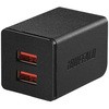 2.4A USB急速充電器 AutoPowerSelect機能搭載 2ポートタイプ 自動判別USBx2 ブラック BUFFALO(バッファロー)