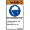 PL警告表示ラベル(ANSI準拠)│指示事項：頭部の保護具を着用│英語(タテ) SCREENクリエイティブコミュニケーションズ