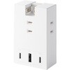 ECT-37-3AC2WH 電源タップ 3個口 2P 直挿し USB付 (コンセント×3 Type C×2 USB A×1) コンパクト 雷ガード ほこり防止シャッター エレコム 58762509