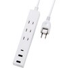 ECT-38-3A2C15WH 電源タップ 延長コード 3個口 USB付 (コンセント×3 Type C×1 USB A×2) 雷ガード ほこり防止シャッター エレコム 58762518