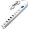 T-H0620SKFR 電源タップ 延長コード 8個口 3P 2m 3P→2P変換アダプタ付 ロング型 マグネット 一括スイッチ 抜け止め 雷ガード エレコム 63540463