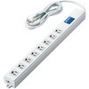 T-H0620SR 電源タップ 延長コード 8個口 3P 2m 3P→2P変換アダプタ付 ロング型 マグネット 一括スイッチ 抜け止め エレコム 63540479
