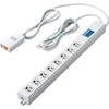 T-H0620TSKFR 電源タップ 8個口 3P 2m 2P×1個口 3P→2P変換アダプタ付 ロング型 手元一括スイッチ マグネット 抜け止め 雷ガード エレコム 63540488