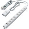 T-H0620TSR 電源タップ 延長コード 8個口 3P 2m 2P×1個口 3P→2P変換アダプタ付 ロング型 手元一括スイッチ マグネット 抜け止め エレコム 63540497