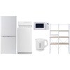 106L6DKワイド5テンW 家電セット 寮 オフィス 事務所 新生活家電 5点セット (6kg洗濯機 106L冷蔵庫 電子レンジ 電気ケトル 家電収納ラック) YAMAZEN(山善) 64602985