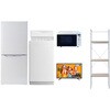 家電セット 寮 オフィス 事務所 新生活家電 5点セット (6kg洗濯機 106L冷蔵庫 オーブンレンジ 43型液晶テレビ 家電収納ラック) YAMAZEN(山善)