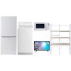 家電セット 寮 オフィス 事務所 新生活家電 5点セット (6kg洗濯機 106L冷蔵庫 電子レンジ 32型液晶テレビ 家電収納ラック) YAMAZEN(山善)