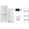 106L/6DKスリム5テンW 家電セット 寮 オフィス 事務所 新生活家電 5点セット (6kg洗濯機 106L冷蔵庫 電子レンジ 電気ケトル 家電収納ラック) YAMAZEN(山善) 64607210