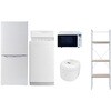 106L6DMスリム5テンW2 家電セット 寮 オフィス 事務所 新生活家電 5点セット (6kg洗濯機 106L冷蔵庫 オーブンレンジ 炊飯器 家電収納ラック) YAMAZEN(山善) 64608278