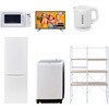 家電セット 寮 オフィス 事務所 新生活家電 6点セット (8kg洗濯機 173L冷蔵庫 電子レンジ 43型液晶テレビ 電気ケトル 家電収納ラック) YAMAZEN(山善)