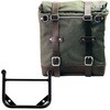 Unitgarage / ユニットガレージ Canvas Side Pannier Scram 22L-30L + Universal frame， Green/Brown | U201+1006-Green-Brown