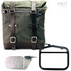 Unitgarage / ユニットガレージ Canvas Side Pannier Scram 22L-30L + Right subframe Ducati Scrambler， Green/Brown | U201+1007DX-Green-Brown