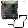 Unitgarage / ユニットガレージ Canvas Side Pannier Scram 22L-30L + Left Subframe Aprilia Tuareg 660， Green/Brown | U201+3600SX-Green-Brown