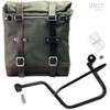 Unitgarage / ユニットガレージ Canvas Side Pannier Scram 22L-30L + Left Subframe Guzzi V7， Green/Brown | U201+2213SX-Green-Brown